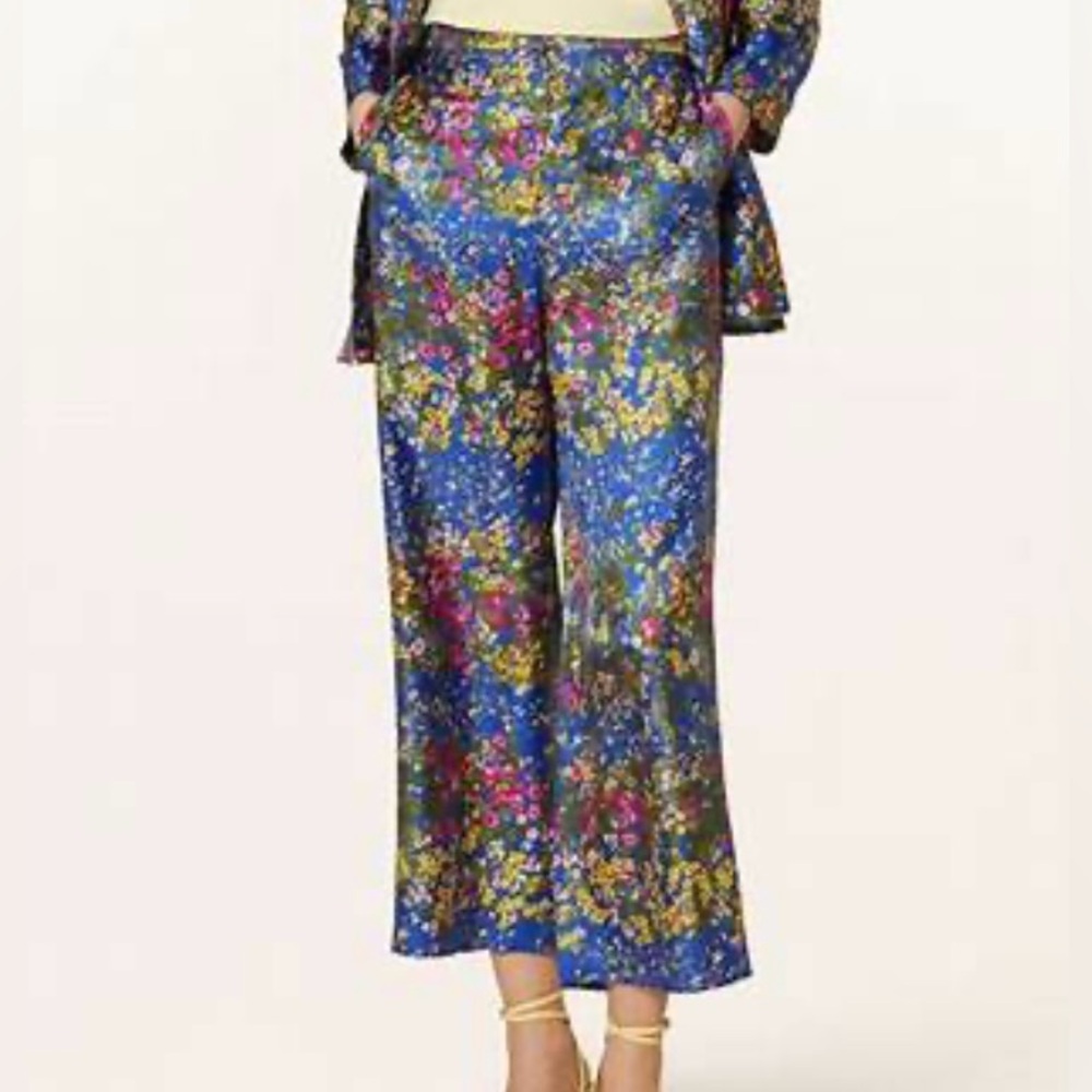 MaxMara Blue Multi Floral Wide-Leg Pants